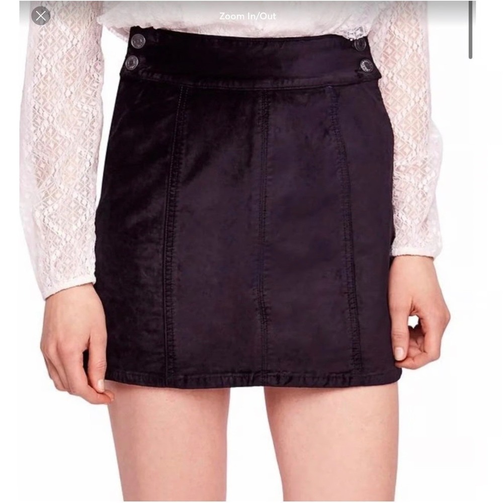 Free People Black Velvet Mini Skirt Dark Academia Grunge Whimsigoth Size 30